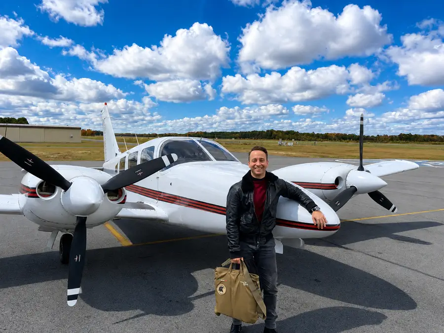 Multi-engine rating student in front of aircraft at M2A Aviation Academy